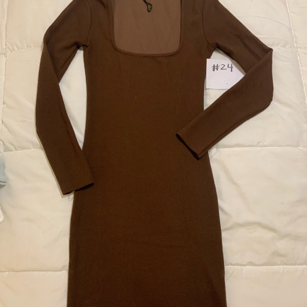 Zara Chocolate Long Sleeve Dress